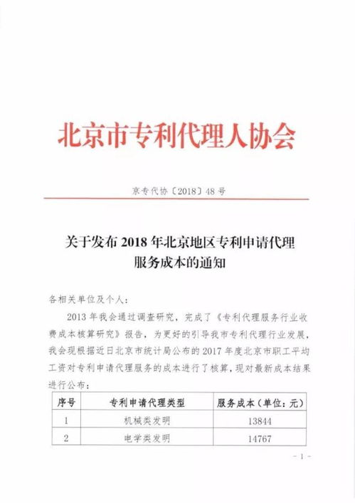 2018年北京地区专利申请代理服务成本公示及代办申请流程解析